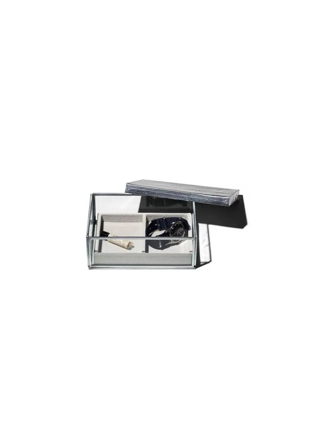 PUEBCO GLASS BOX W/RECYCLE STEEL LID JEWELRY SINGLE - NO COLOR