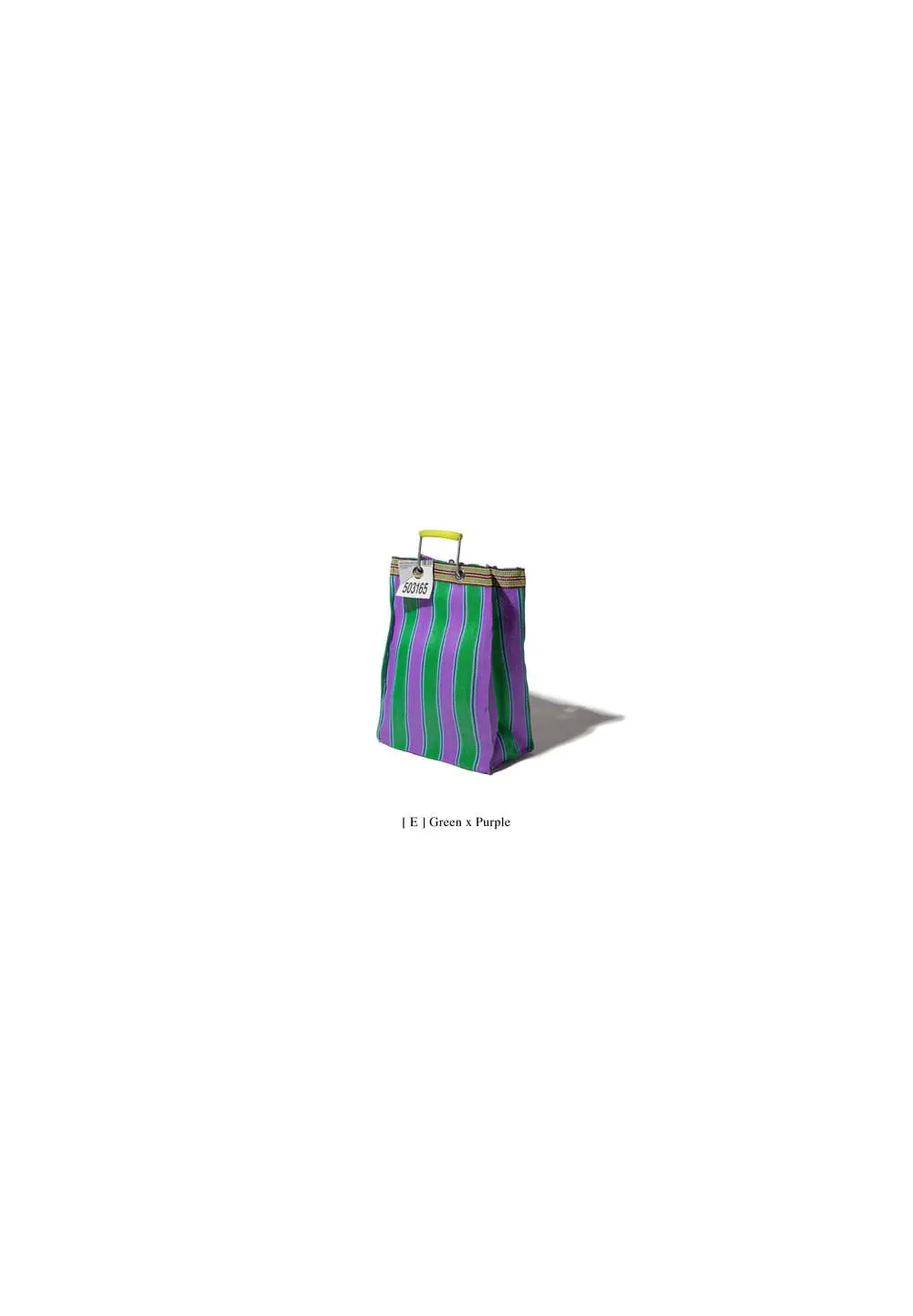 PUEBCO RECYCLED PLASTIC STRIPE BAG RECTANGLE/D15 - GREEN/PURPLE
