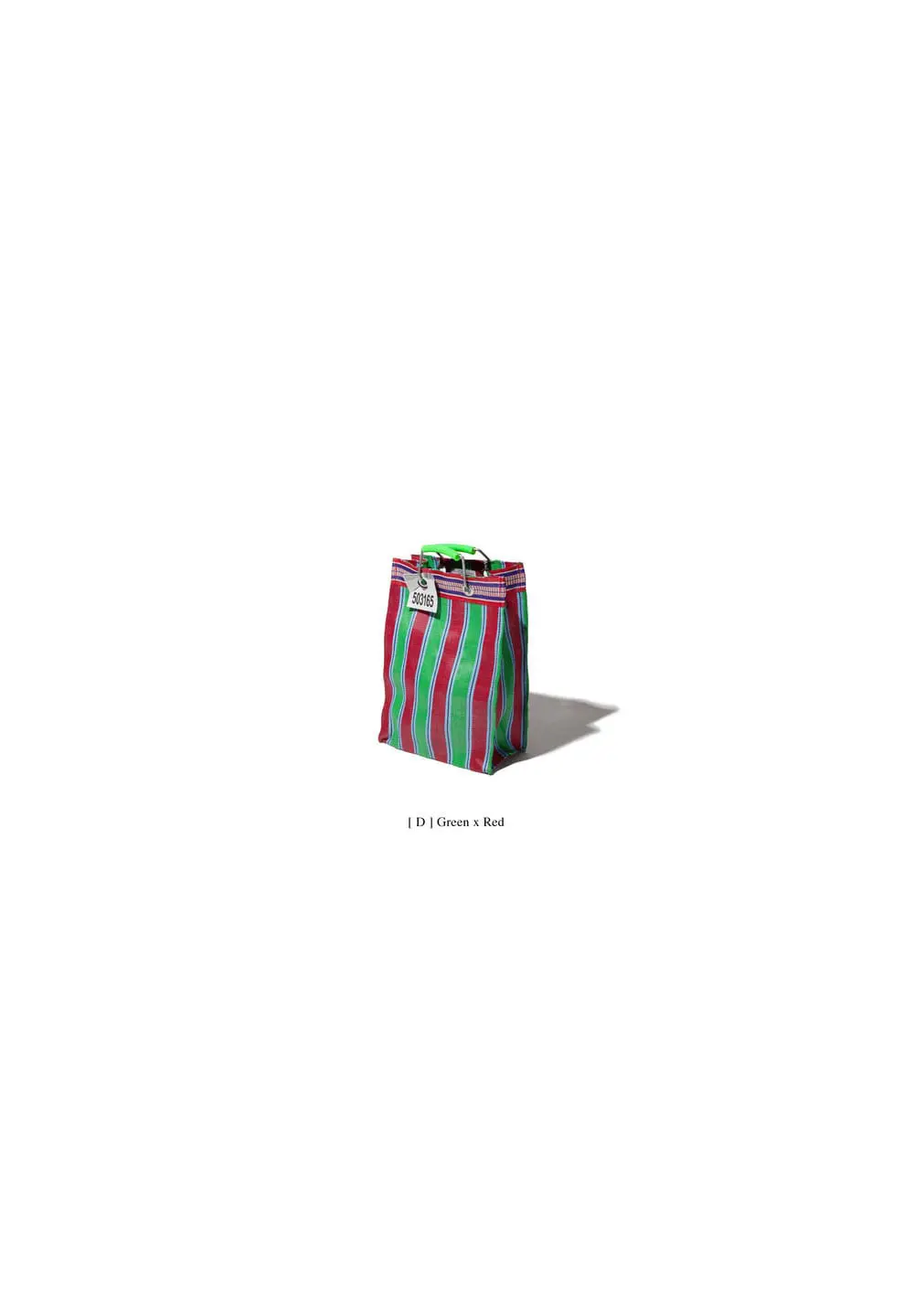 PUEBCO RECYCLED PLASTIC STRIPE BAG RECTANGLE/D15 - GREEN/RED