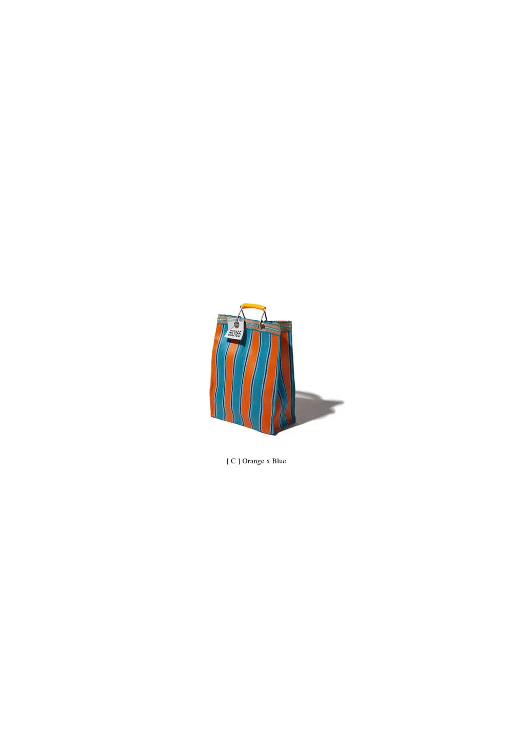 PUEBCO RECYCLED PLASTIC STRIPE BAG RECTANGLE/D15 - ORANGE/BLUE