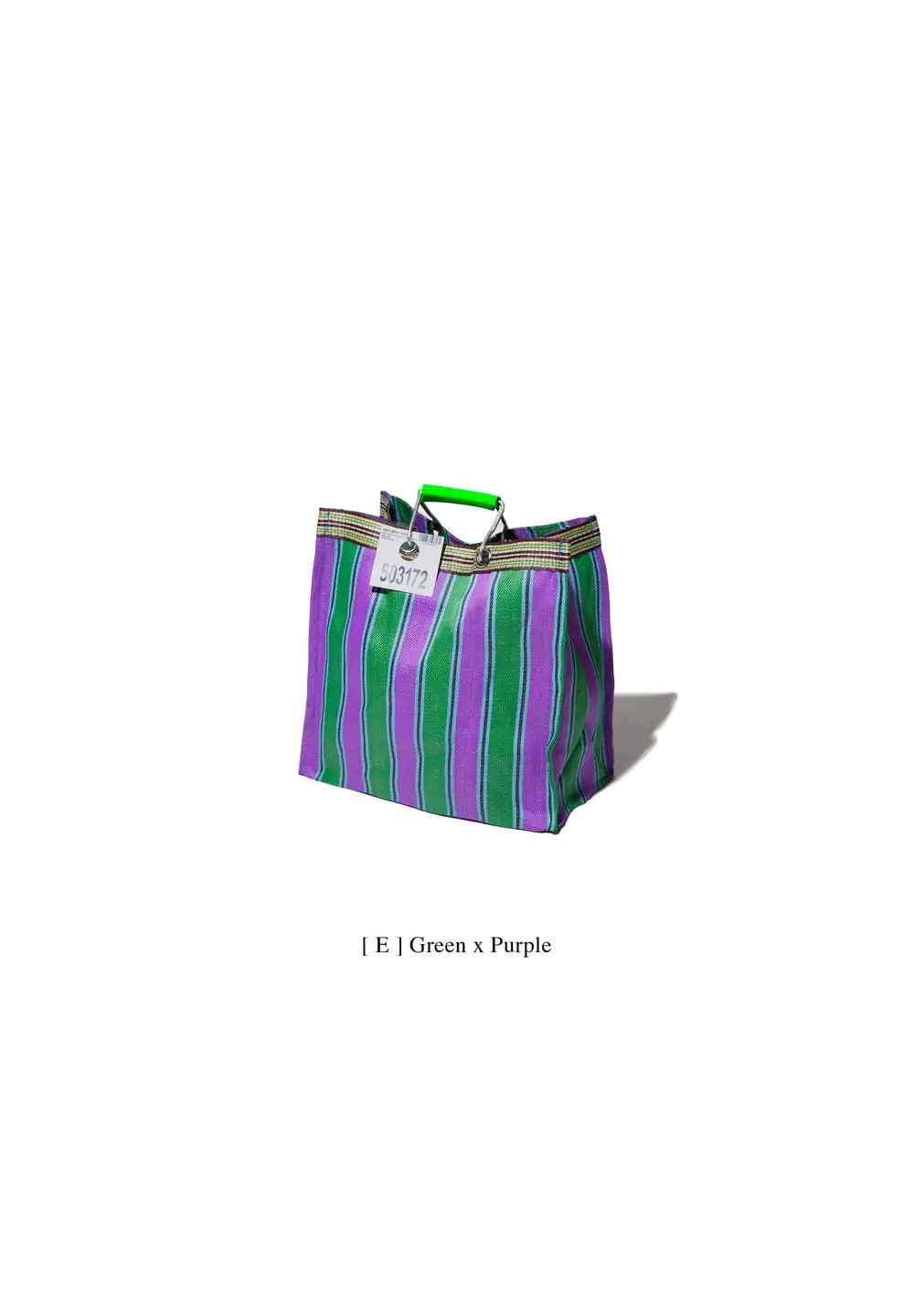 PUEBCO RECYCLED PLASTIC STRIPE BAG SQUARE - GREEN/PURPLE