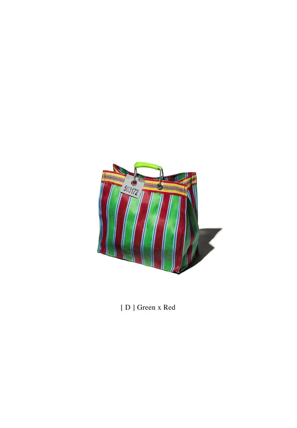 PUEBCO RECYCLED PLASTIC STRIPE BAG SQUARE - GREEN/RED