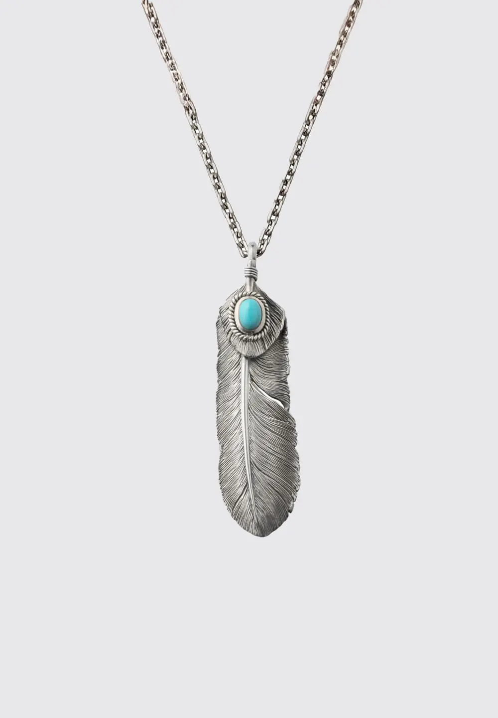 SAAD FEATHER (FACING LEFT) NATURAL TURQUOISE STONE PENDANT TOP - No Color