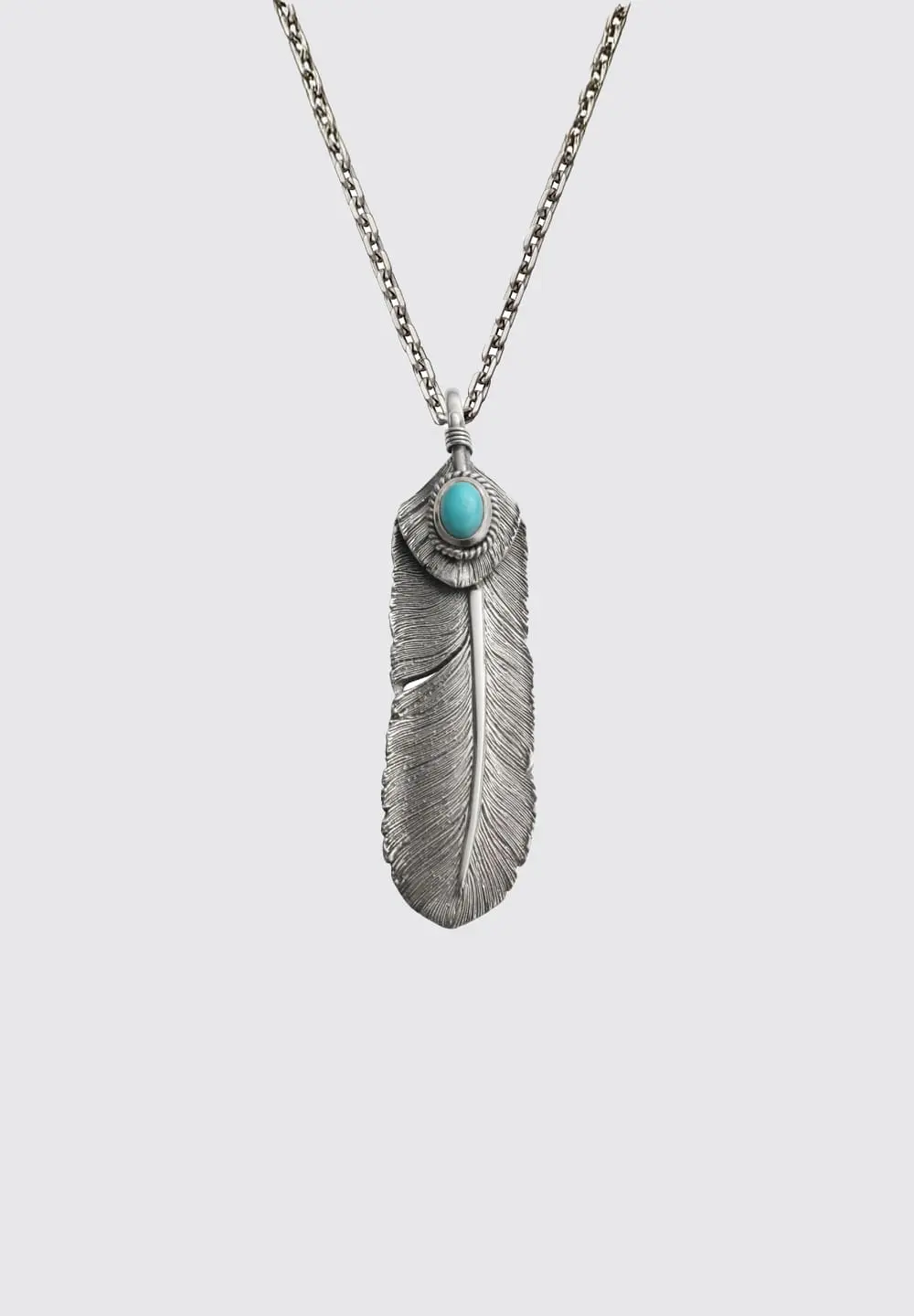 SAAD FEATHER (FACING RIGHT) NATURAL TURQUOISE STONE PENDANT TOP - No Color