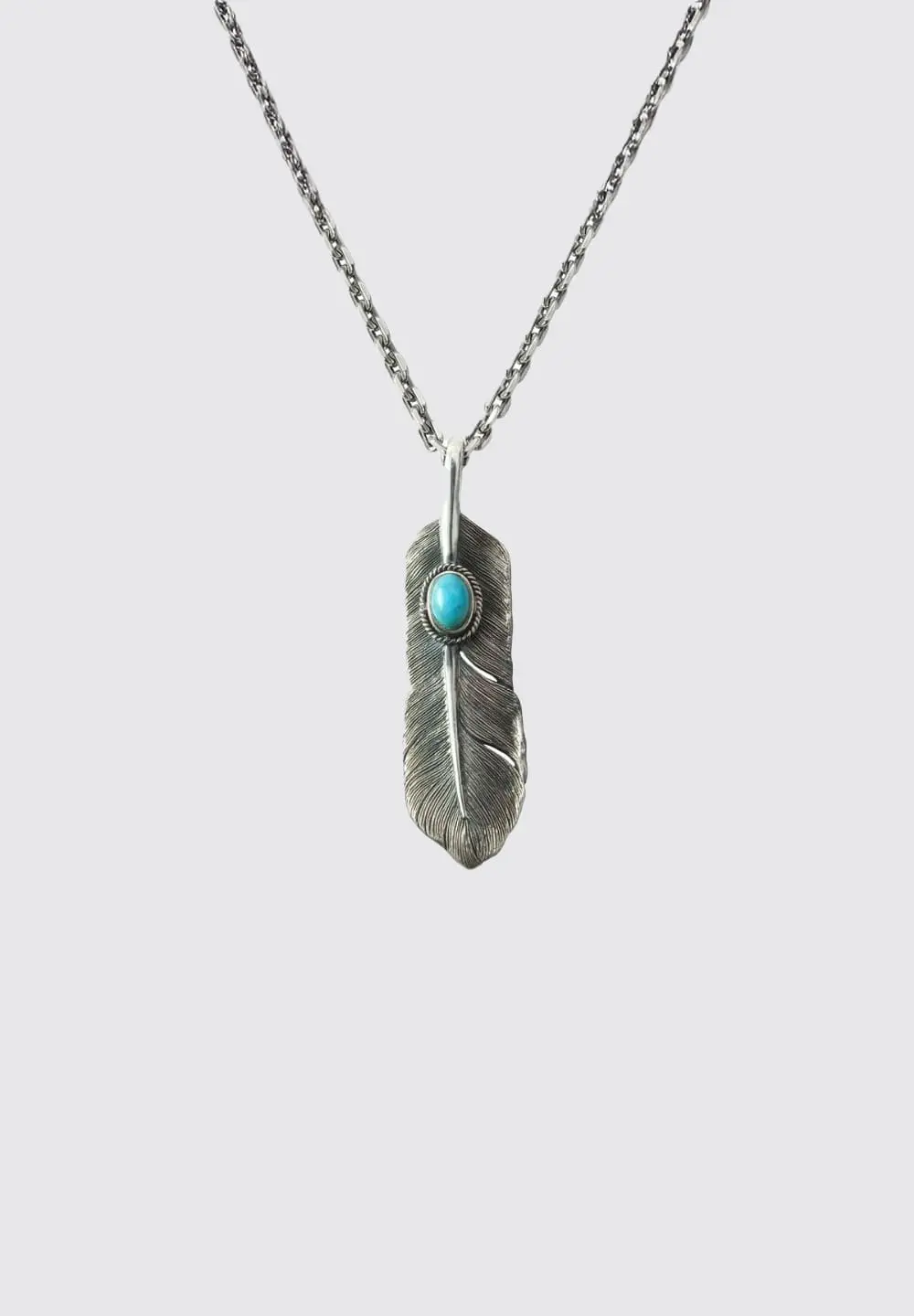 SAAD FEATHER (LEFT FACING) NATURAL STONE TURQUOISE STONE PENDANT TOP - No Color