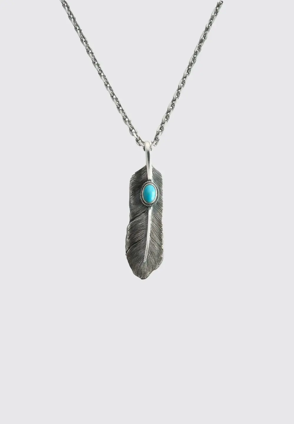 SAAD FEATHER (RIGHT FACING) NATURAL STONE TURQUOISE STONE PENDANT TOP - No Color