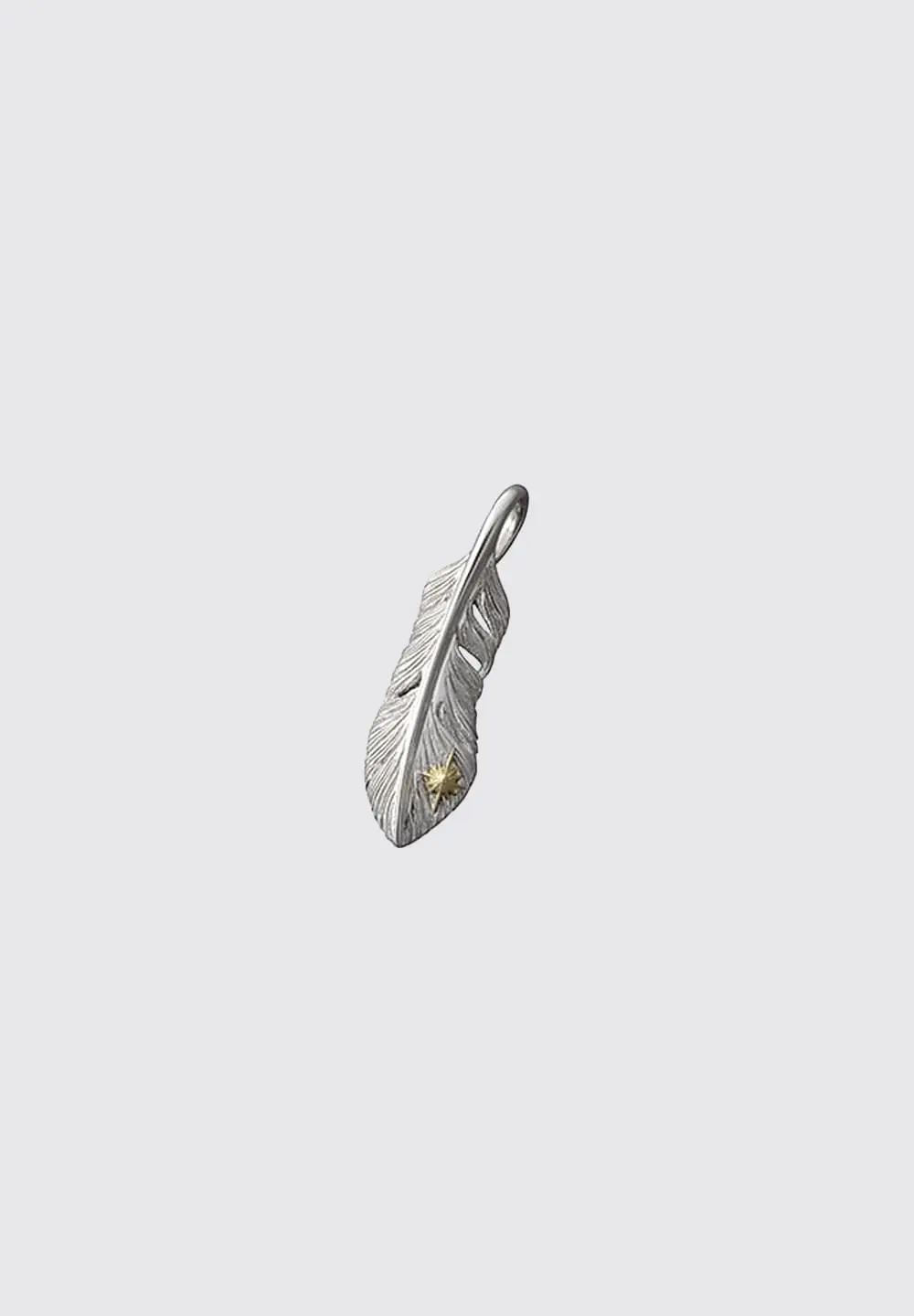SAAD WHITE BURNT FEATHER (LEFT FACING) PENDANT TOP K18 (18 KARAT GOLD) - No Color