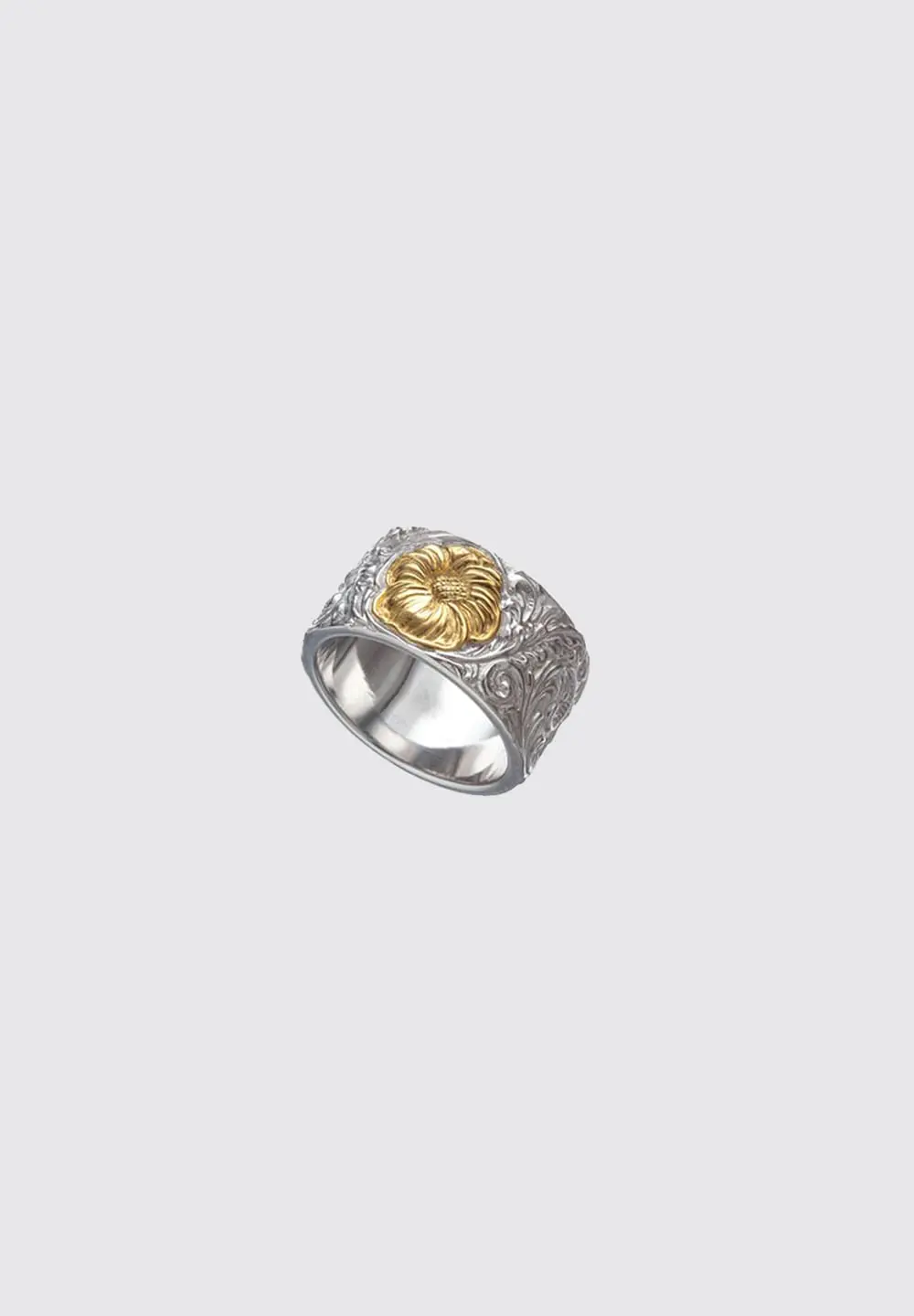 SAAD SHERIDAN CARVING SILVER 925 K24 (24K) GOLD PLATED RING/RING - No Color