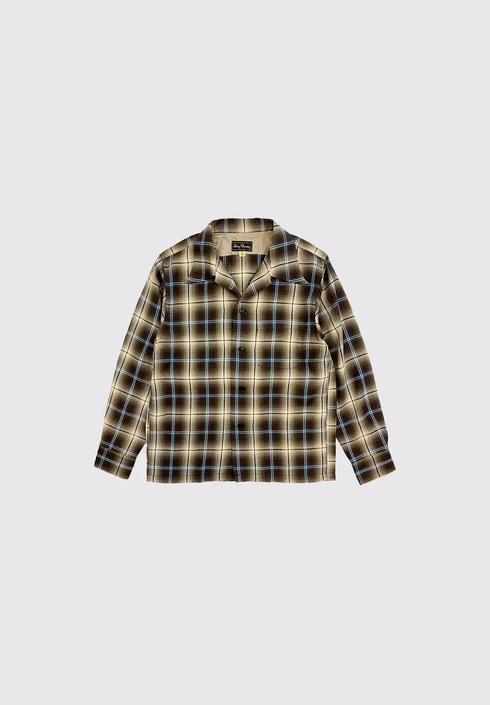 DRY BONES OMBRE CHECK OPEN SHIRT - BROWN