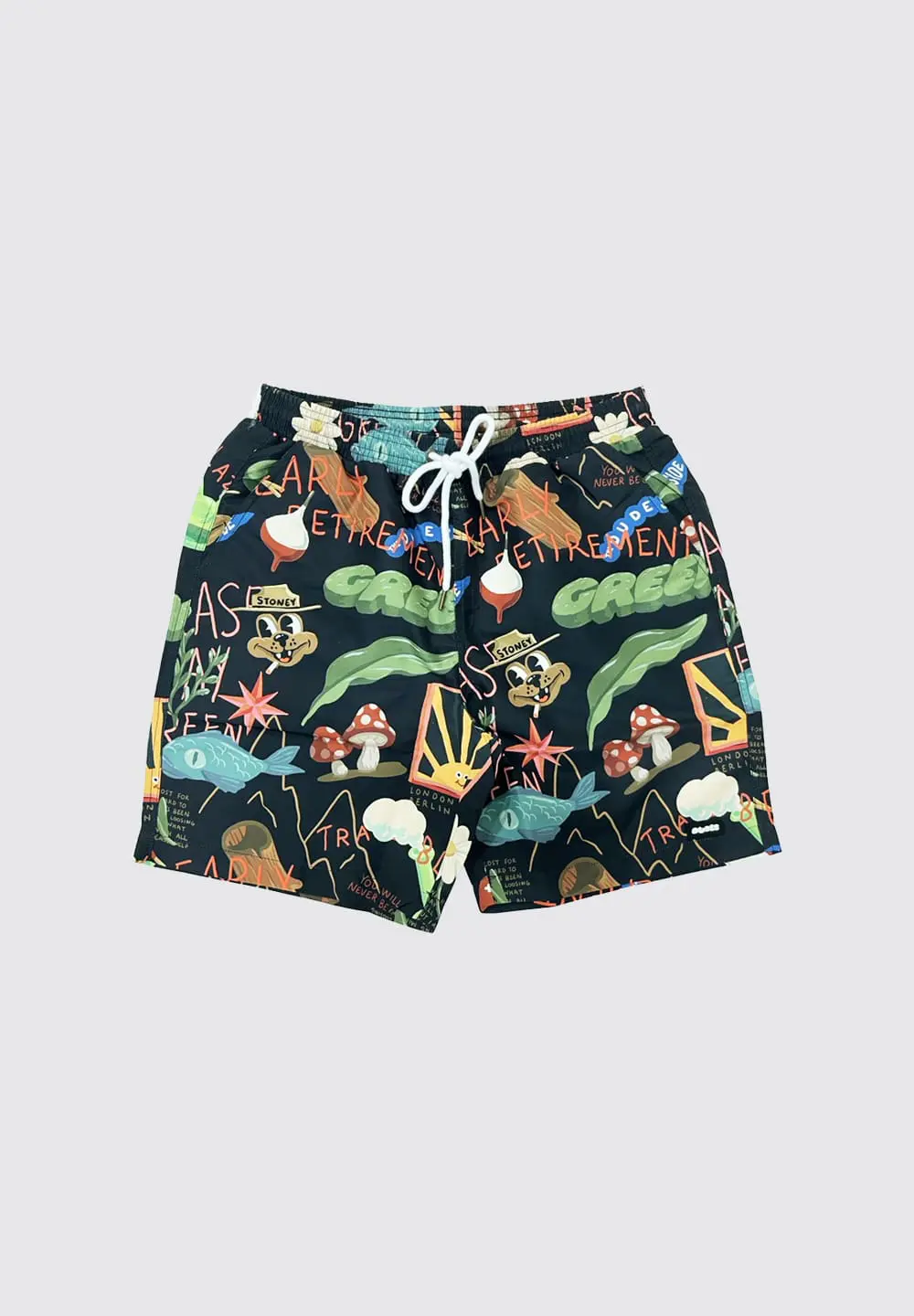 THE DUDES TREASURE TRAIL BLACK SWIM SHORTS - MULTICOLOR