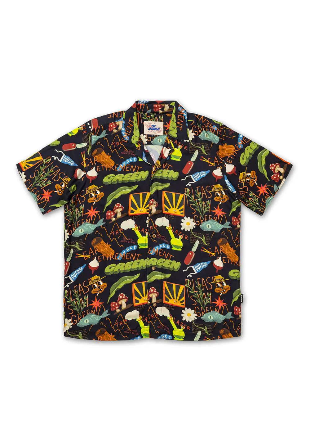 THE DUDES TREASURE TRAIL BLACK HAWAIIAN SHIRT - MULTICOLOR