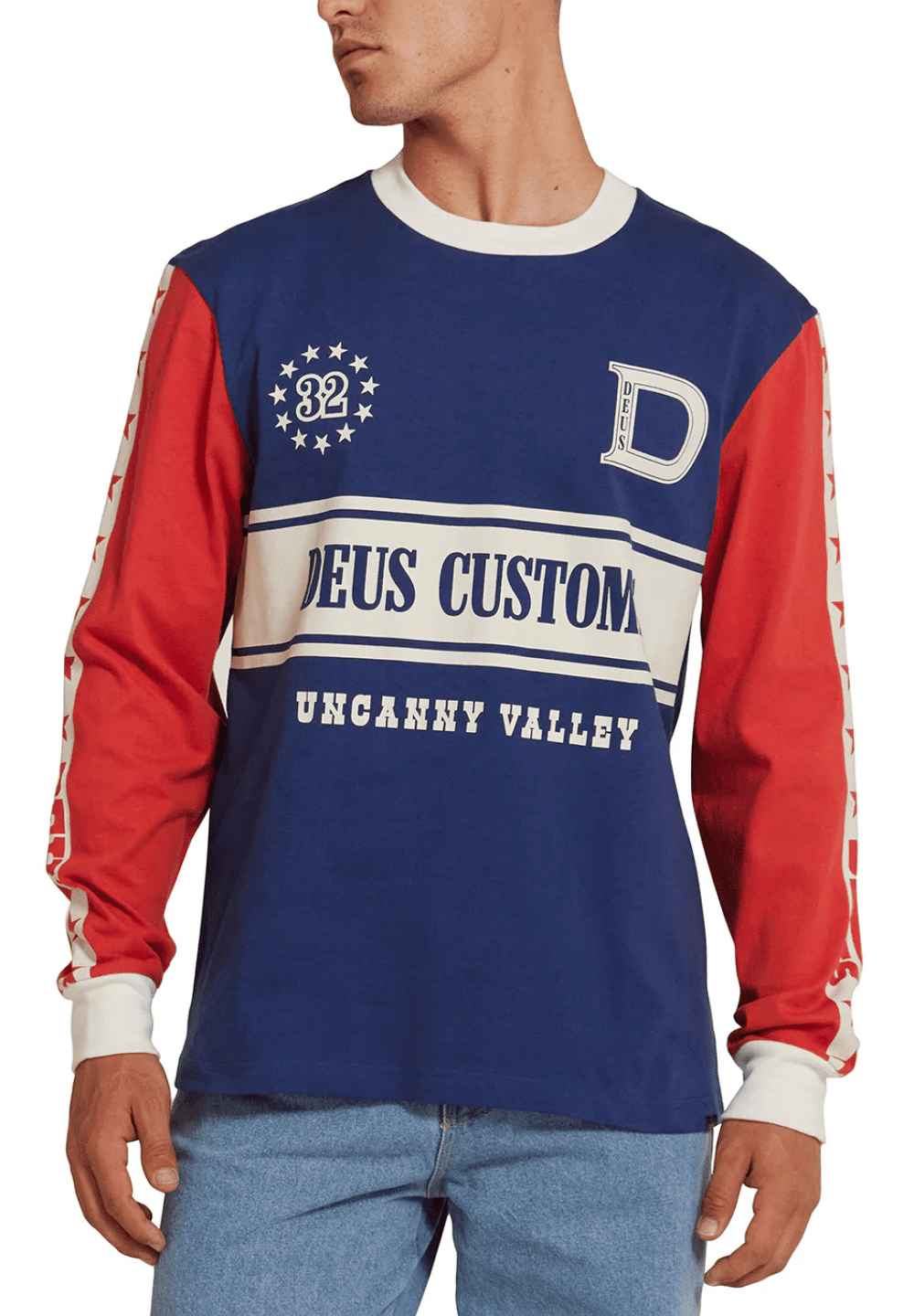 DEUS EX MACHINA ROUND UP LS TEE - RED/BLUE