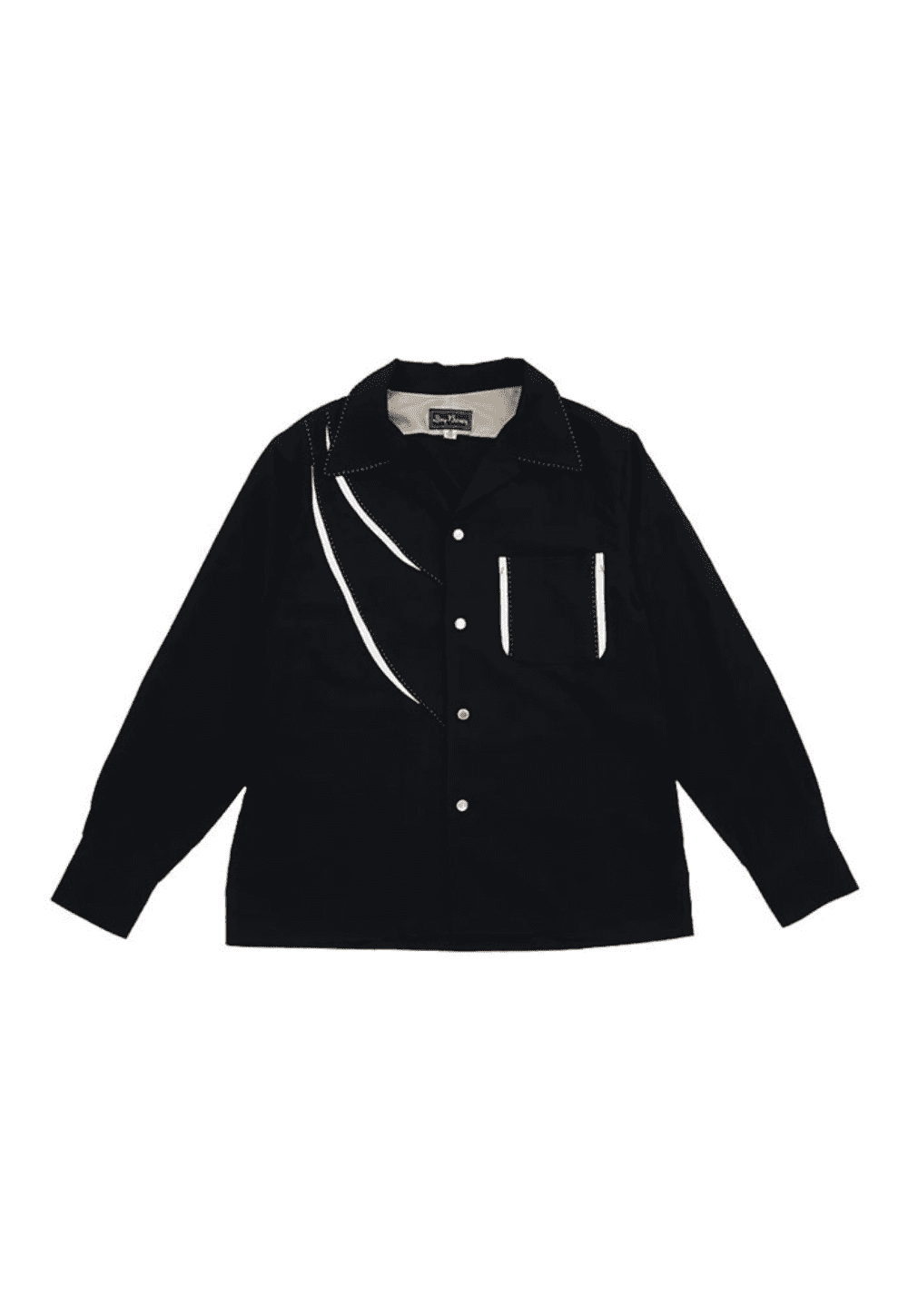 DRY BONES SHARK GILL OPEN SHIRT - BLACK