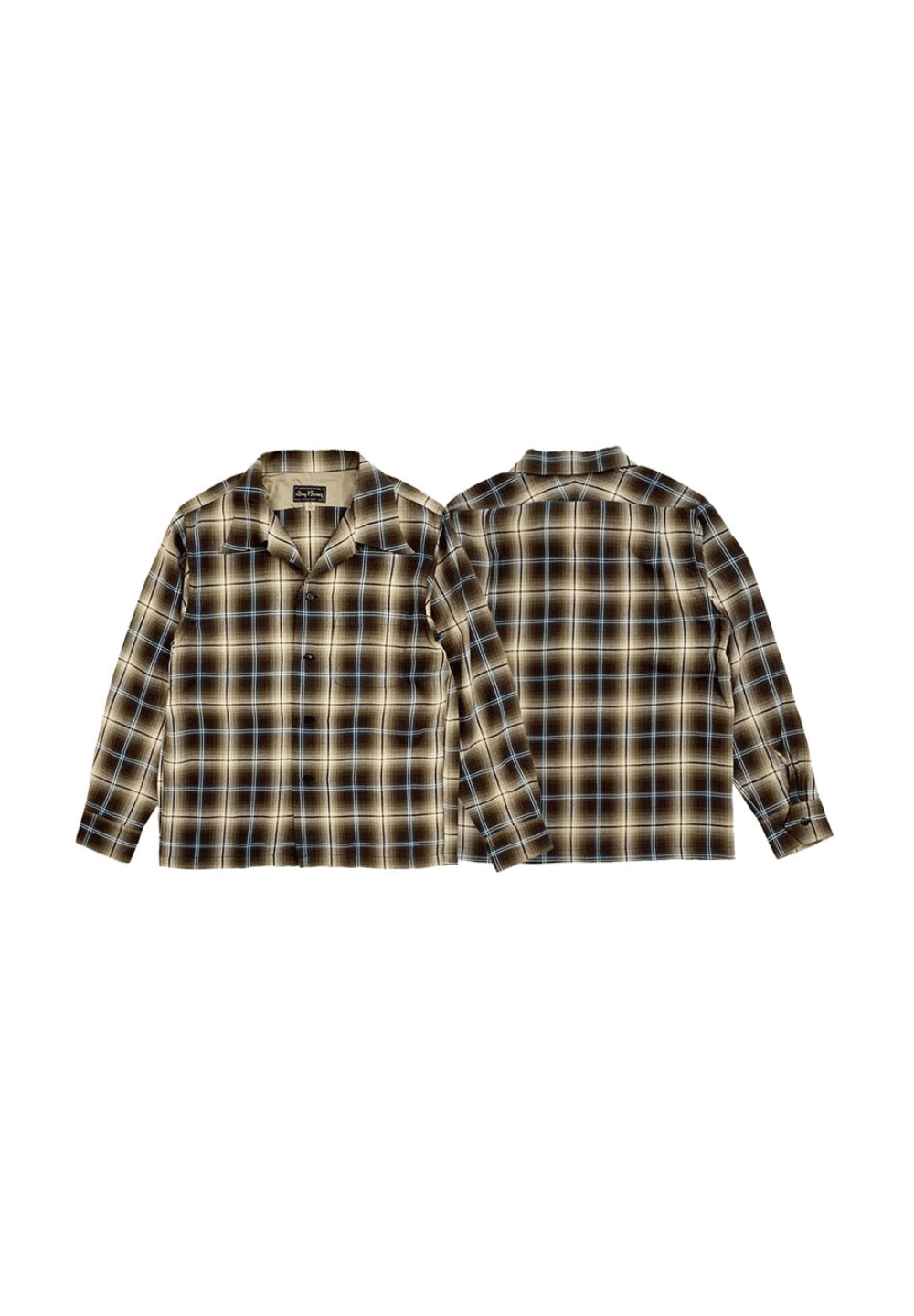 DRY BONES OMBRE CHECK OPEN SHIRT - BROWN