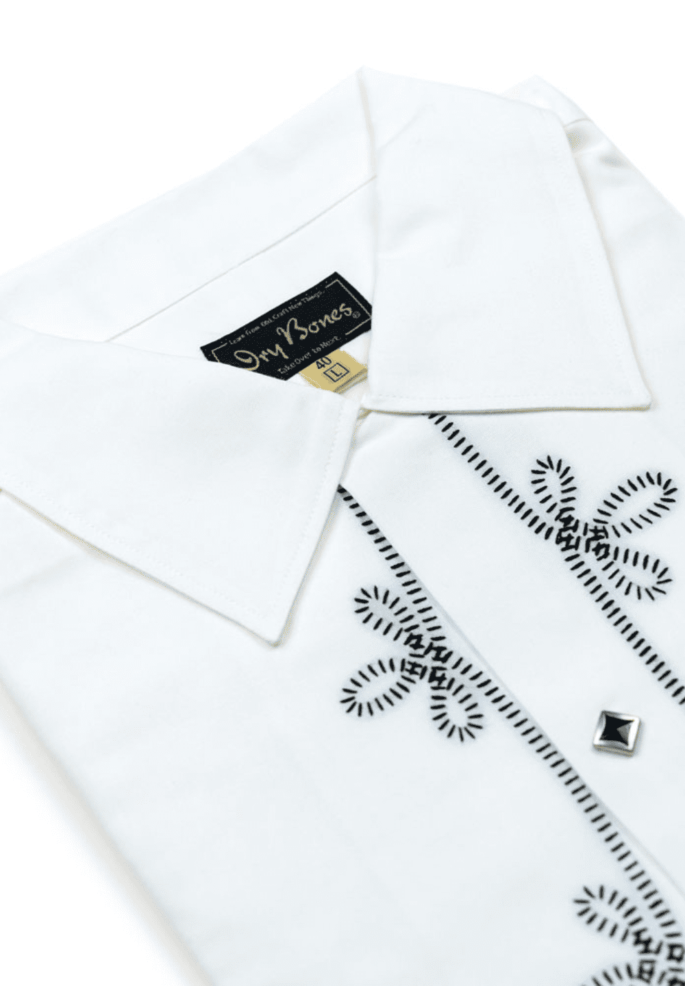 DRY BONES EMBROIDERED OPEN SHIRT WESTERN - OFF WHITE